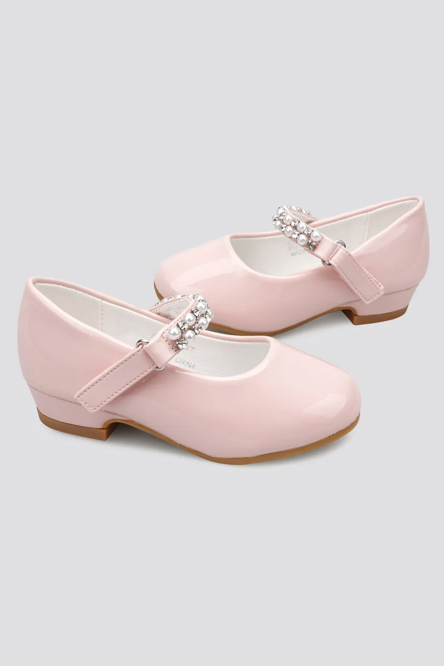 Girls Pearl and diamond strap Low Heel Mary Jane Dress Shoes