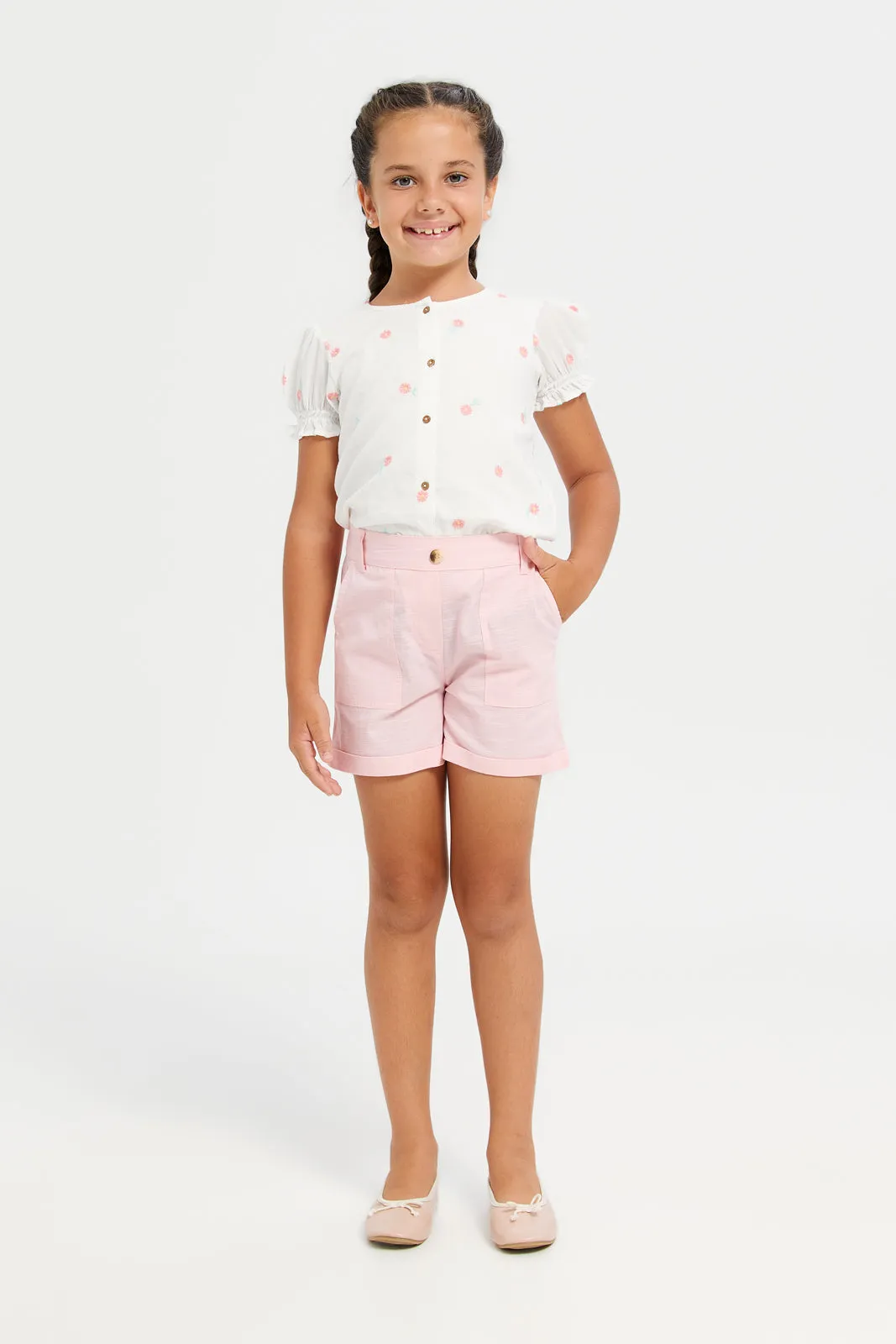 Girls Pink Pocket Shorts