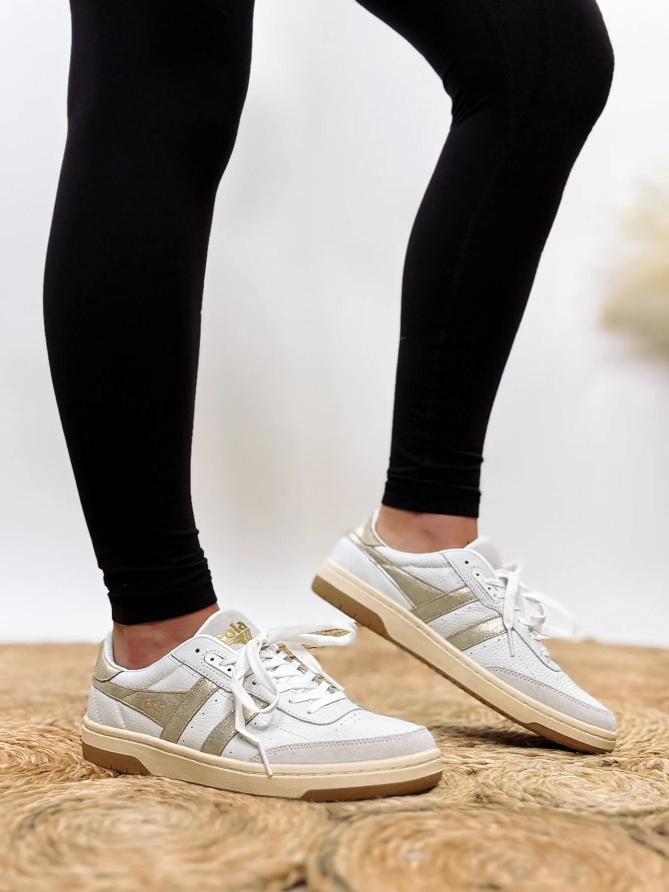 Gola Women's Falcon Mirror Sneakers in White/Gold