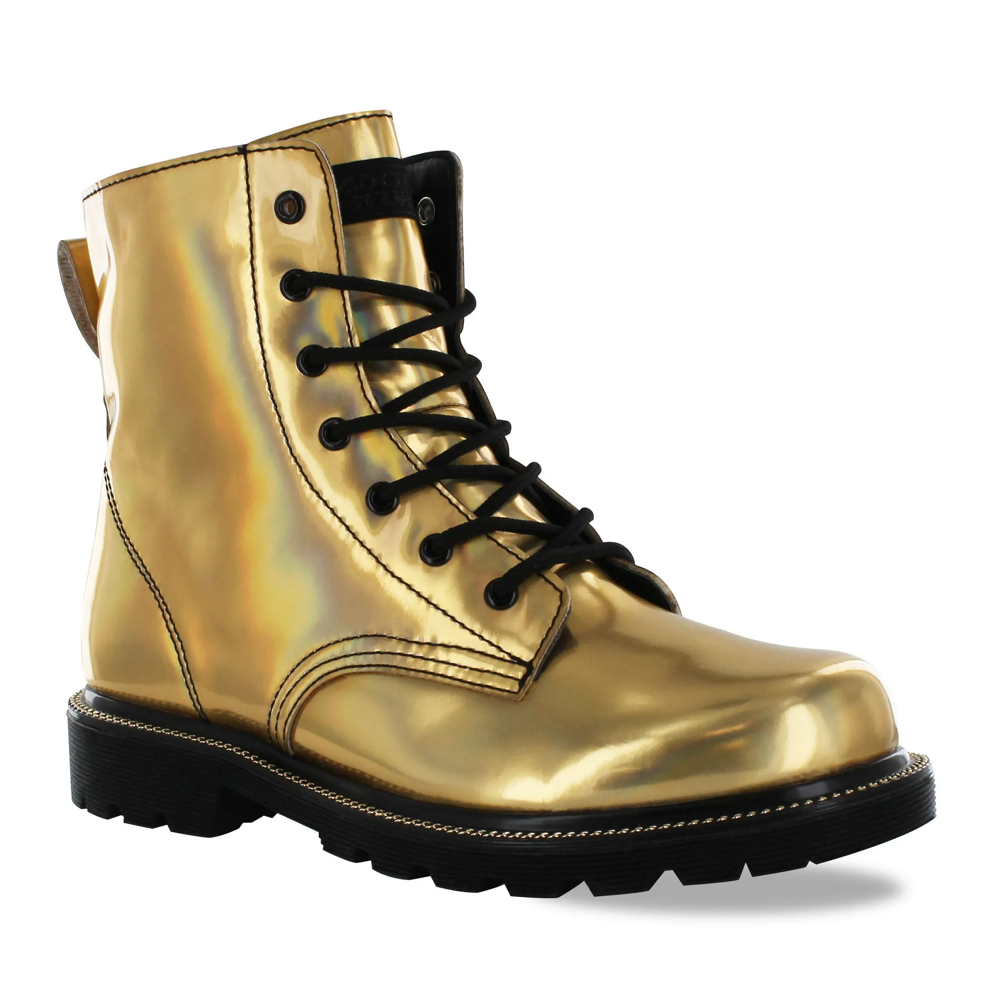 Gotta Flurt Women's Luna Gold Combat Boot