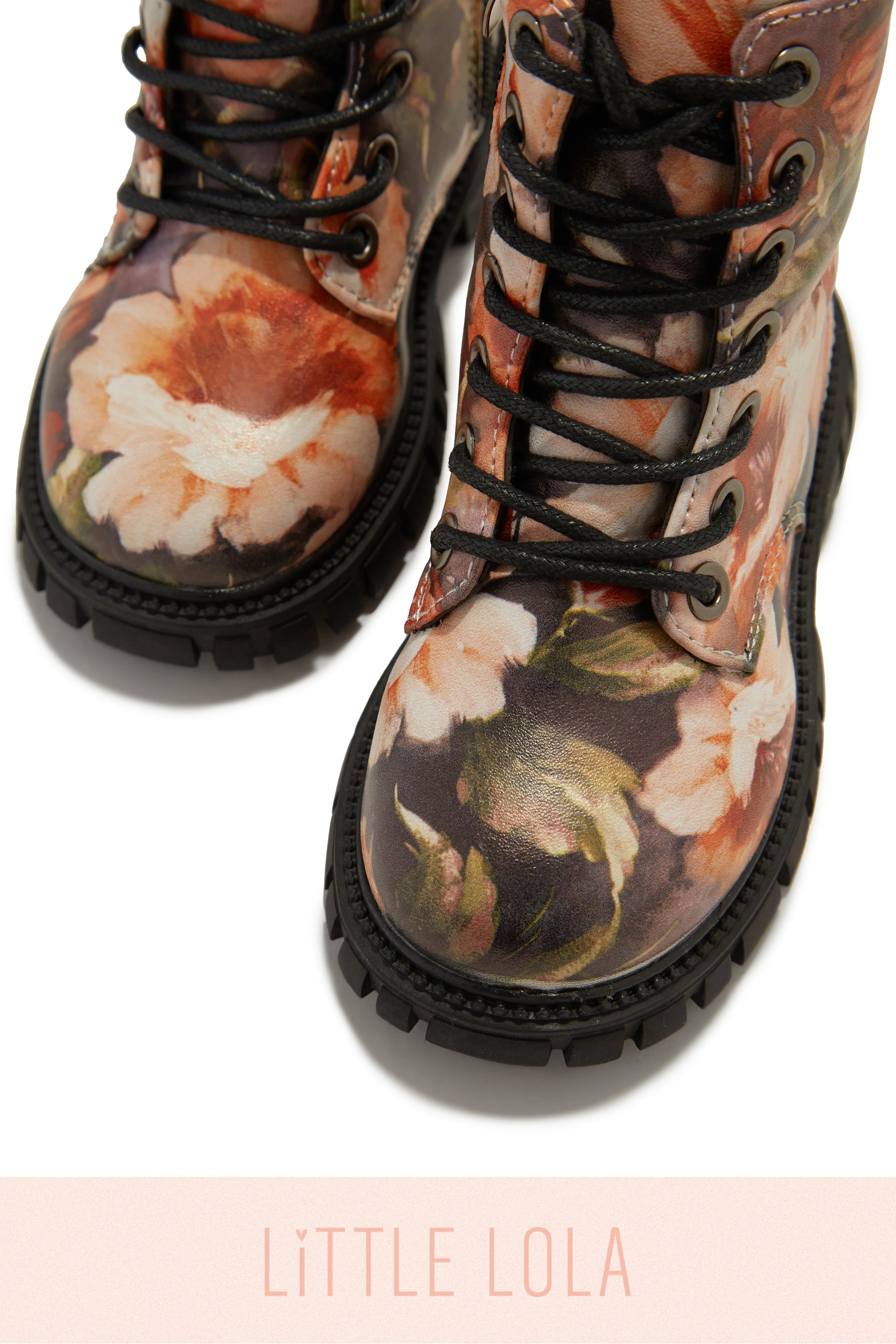 Grace Lace Up Boots - Floral