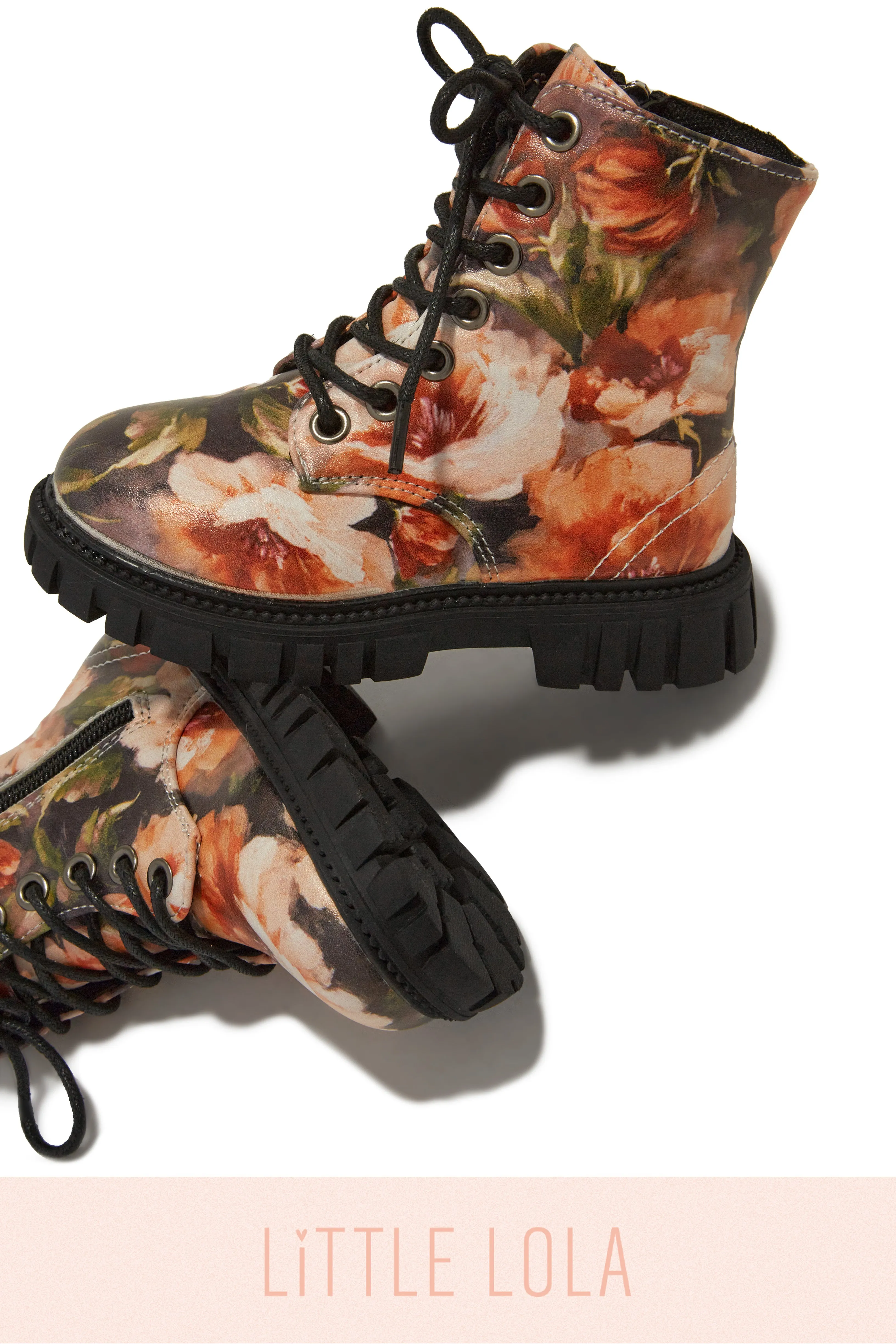 Grace Lace Up Boots - Floral