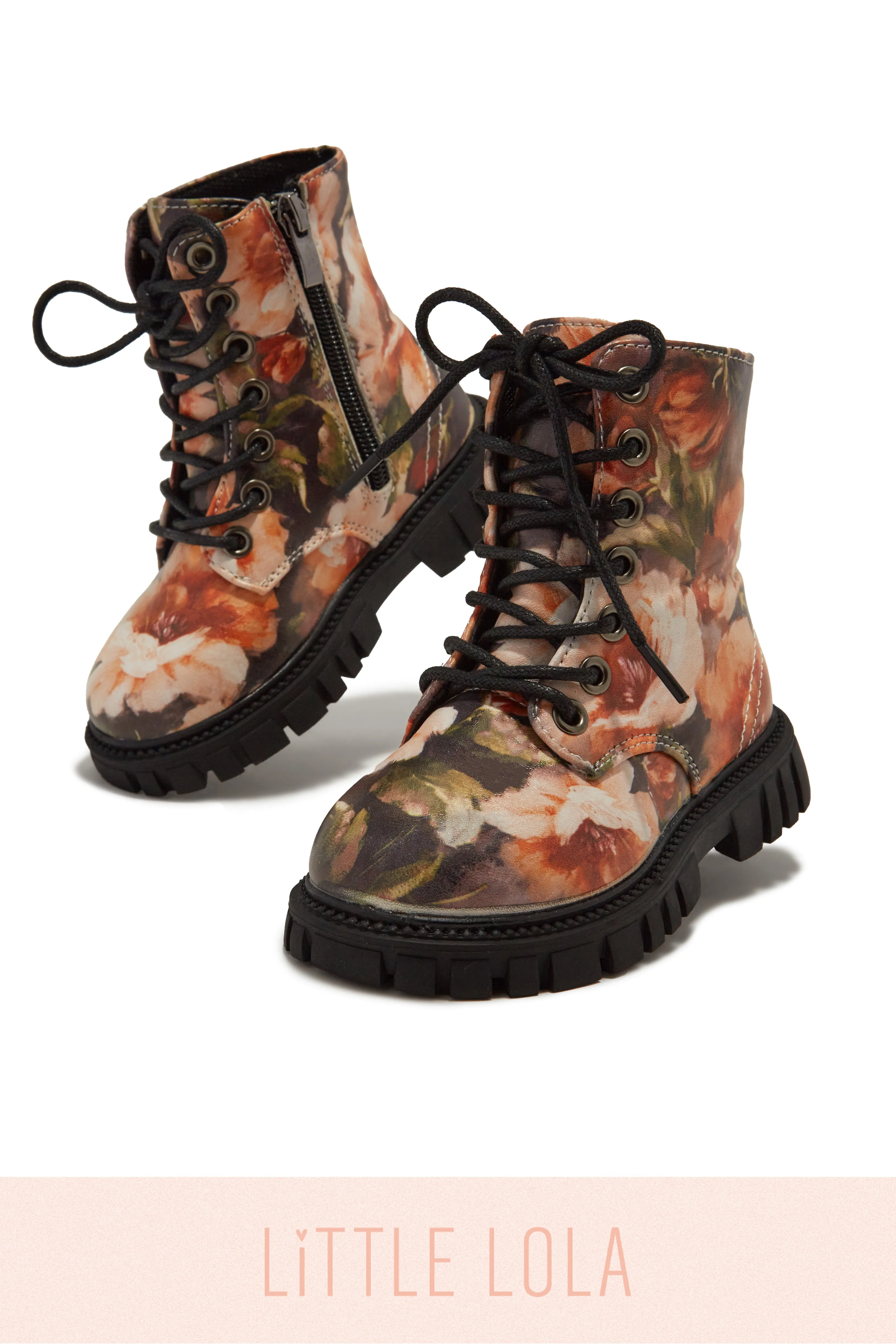 Grace Lace Up Boots - Floral