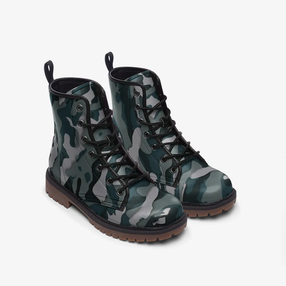 Green Camo Lace Up Boots