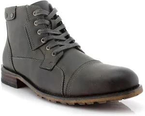 Grey Mens Casual Work Lace Up Classic Motorcycle Combat Boots