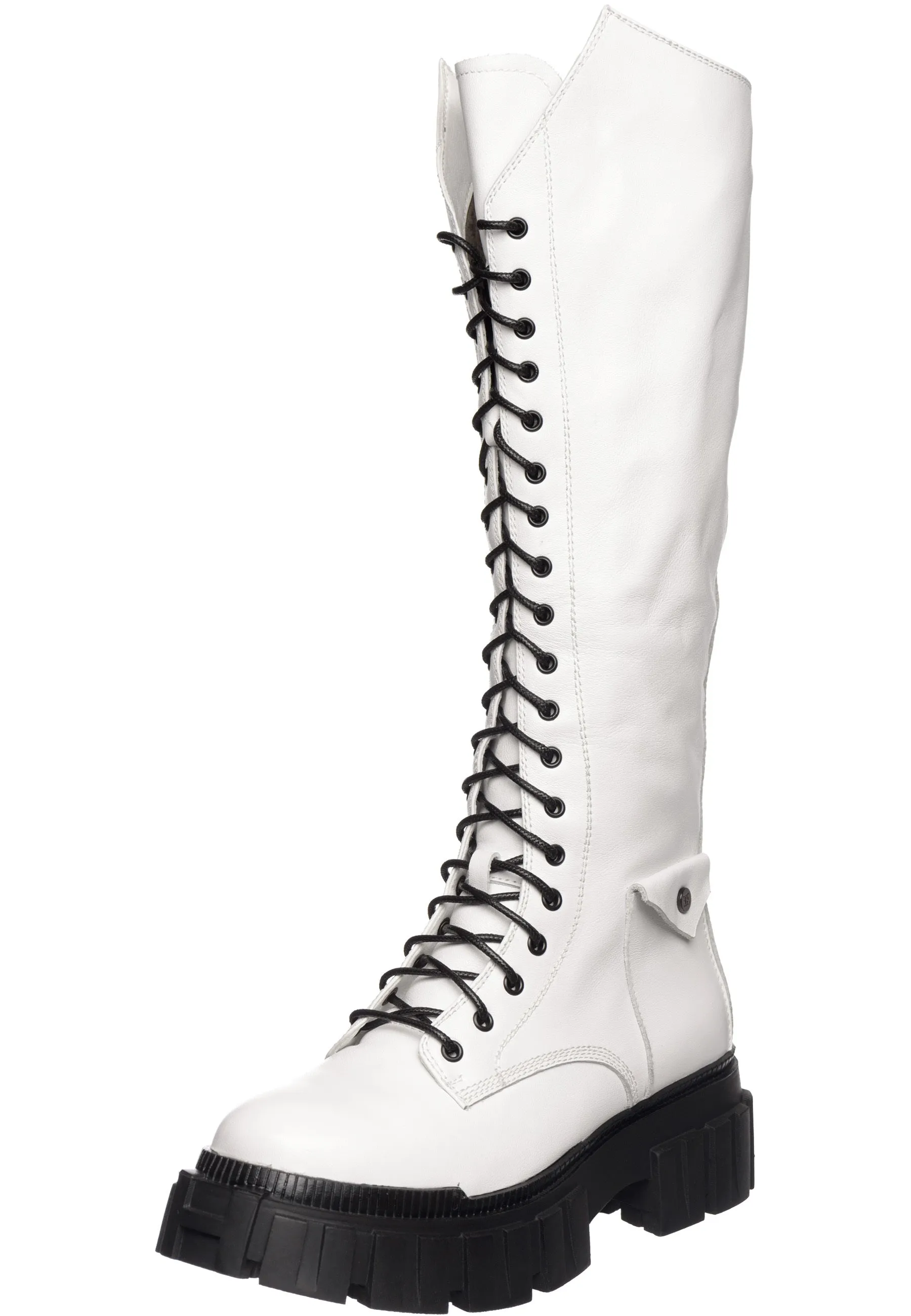 High-Rise Combat Boots - White