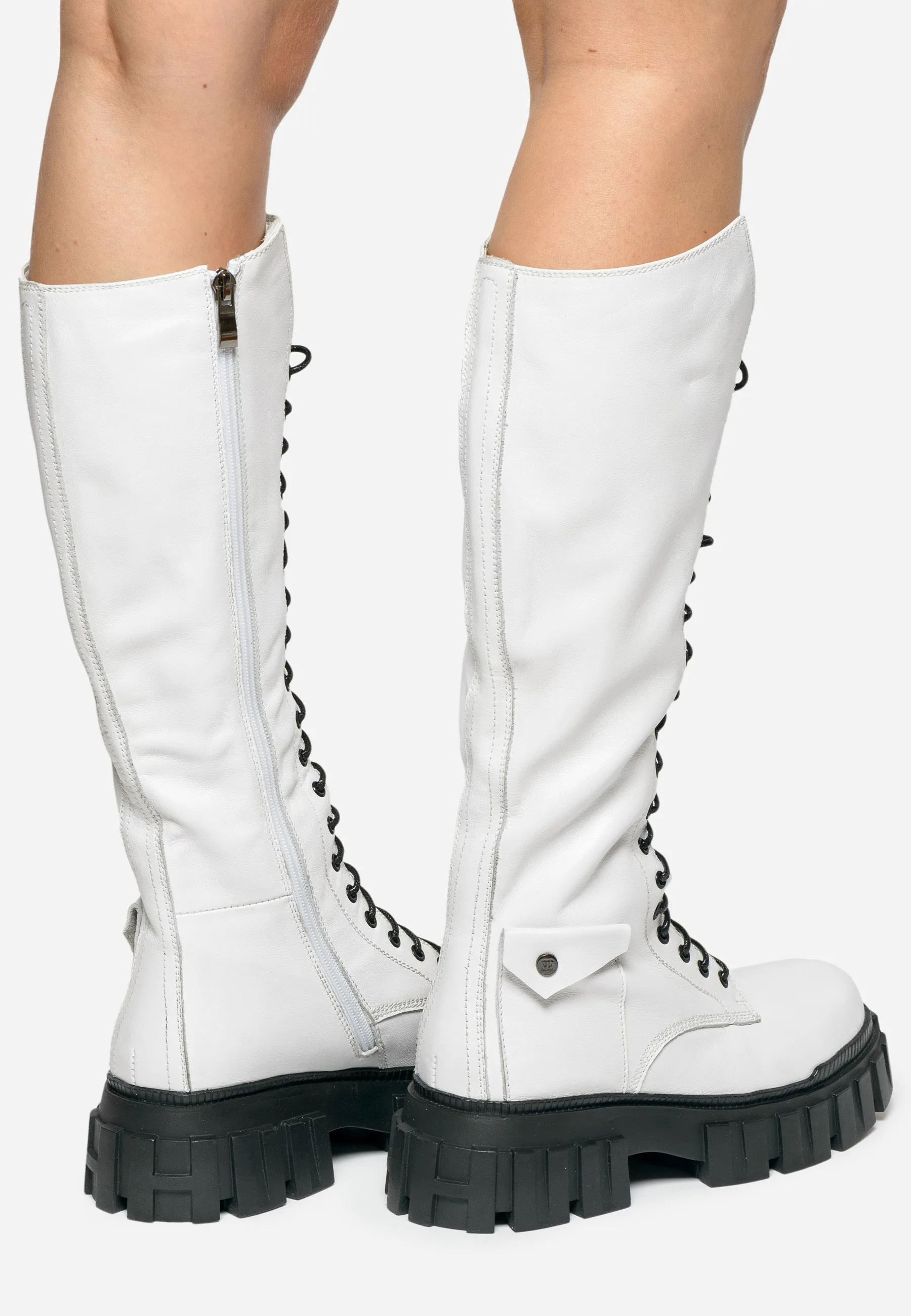 High-Rise Combat Boots - White