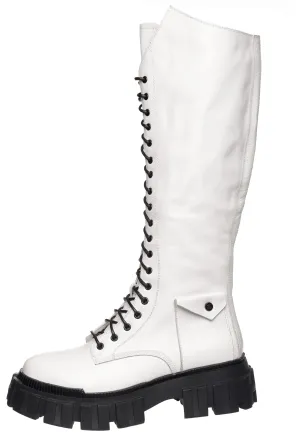 High-Rise Combat Boots - White