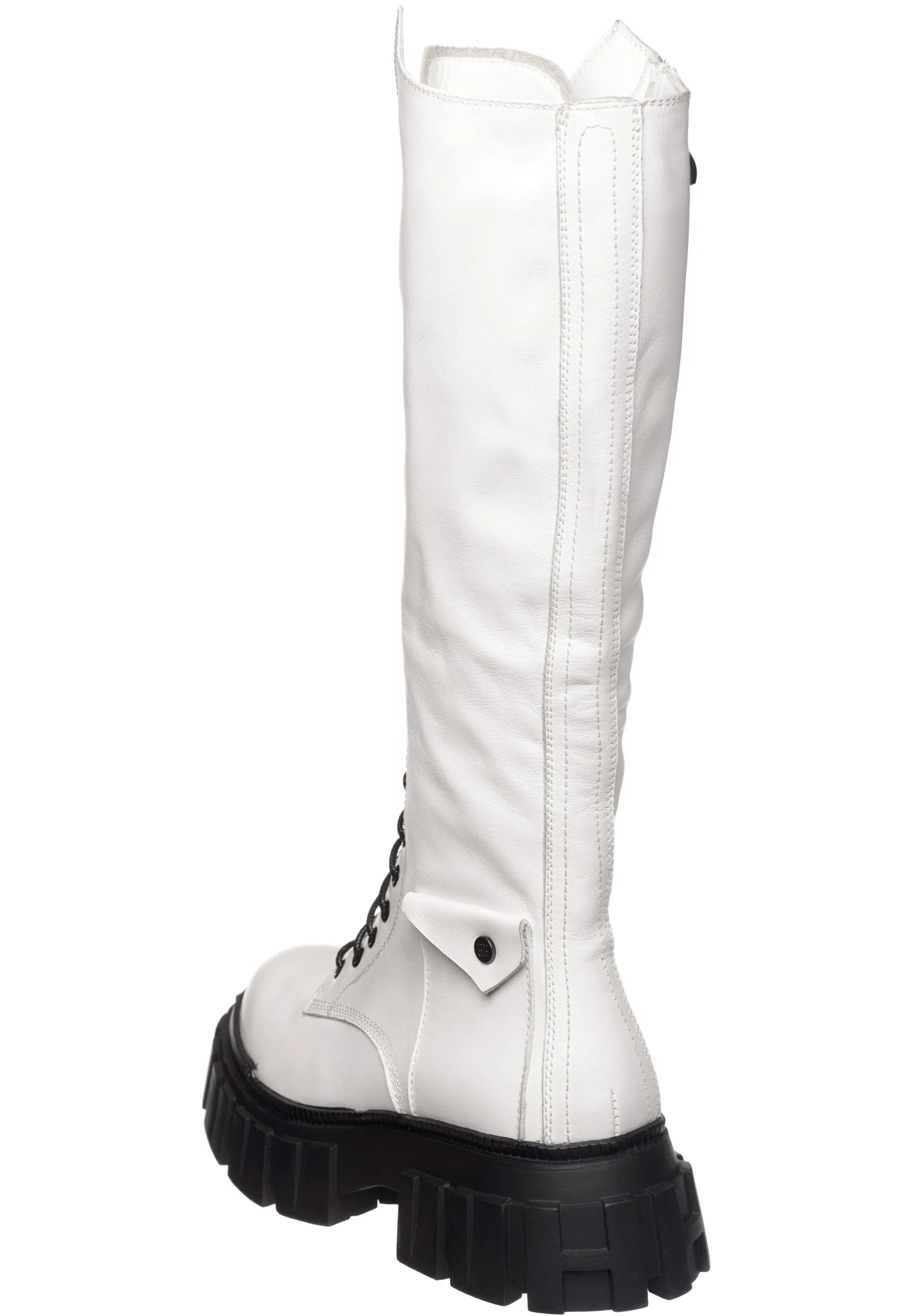 High-Rise Combat Boots - White