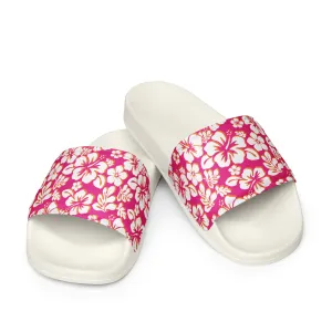 Hot Pink, Orange and White Hawaiian Flowers Women’s Slides Sandals