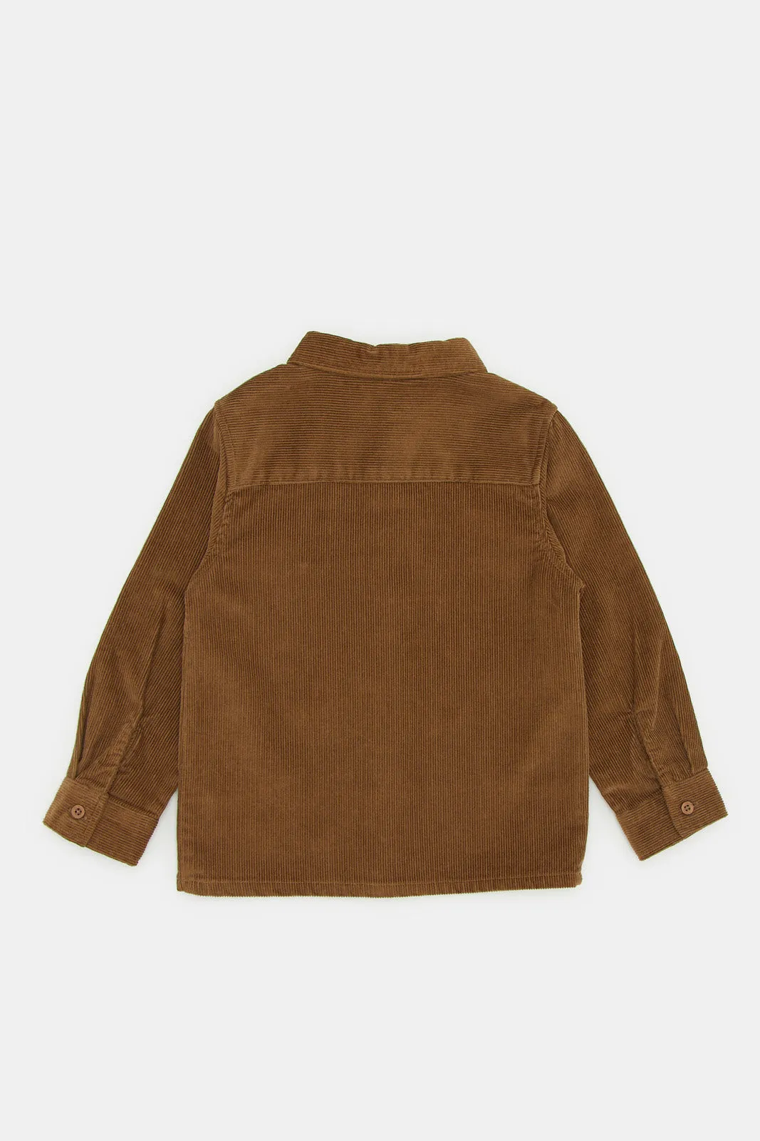 Infant Boys Brown Cut And Sew Cord Shirt