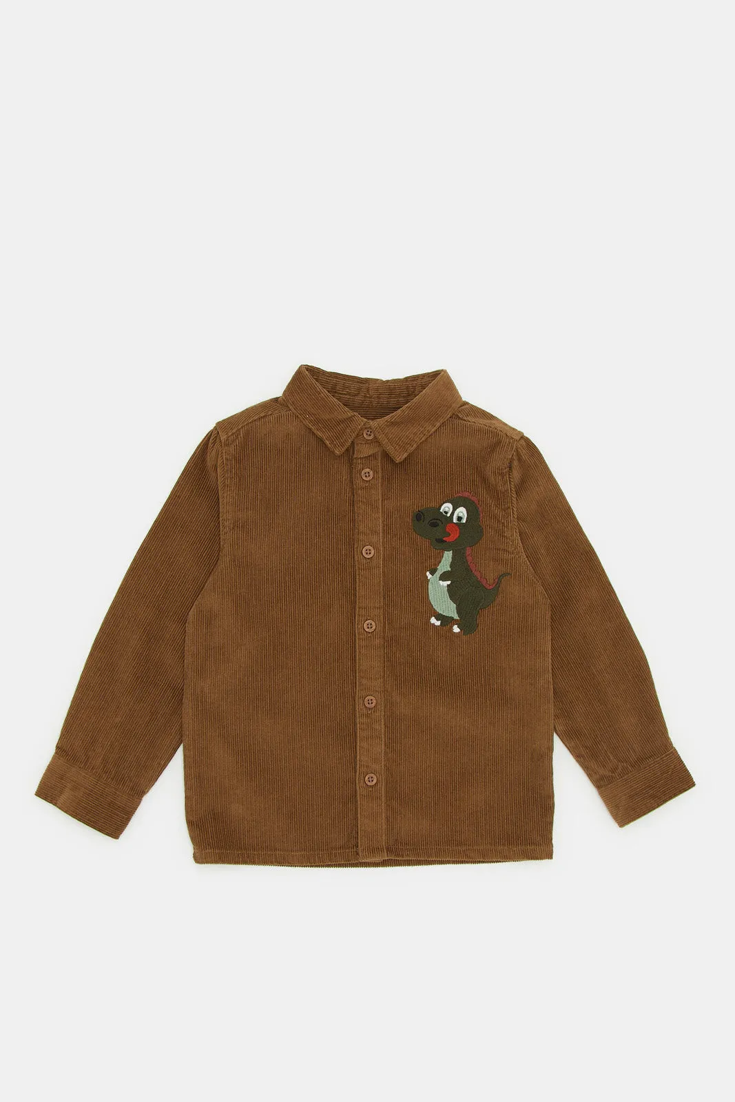 Infant Boys Brown Cut And Sew Cord Shirt