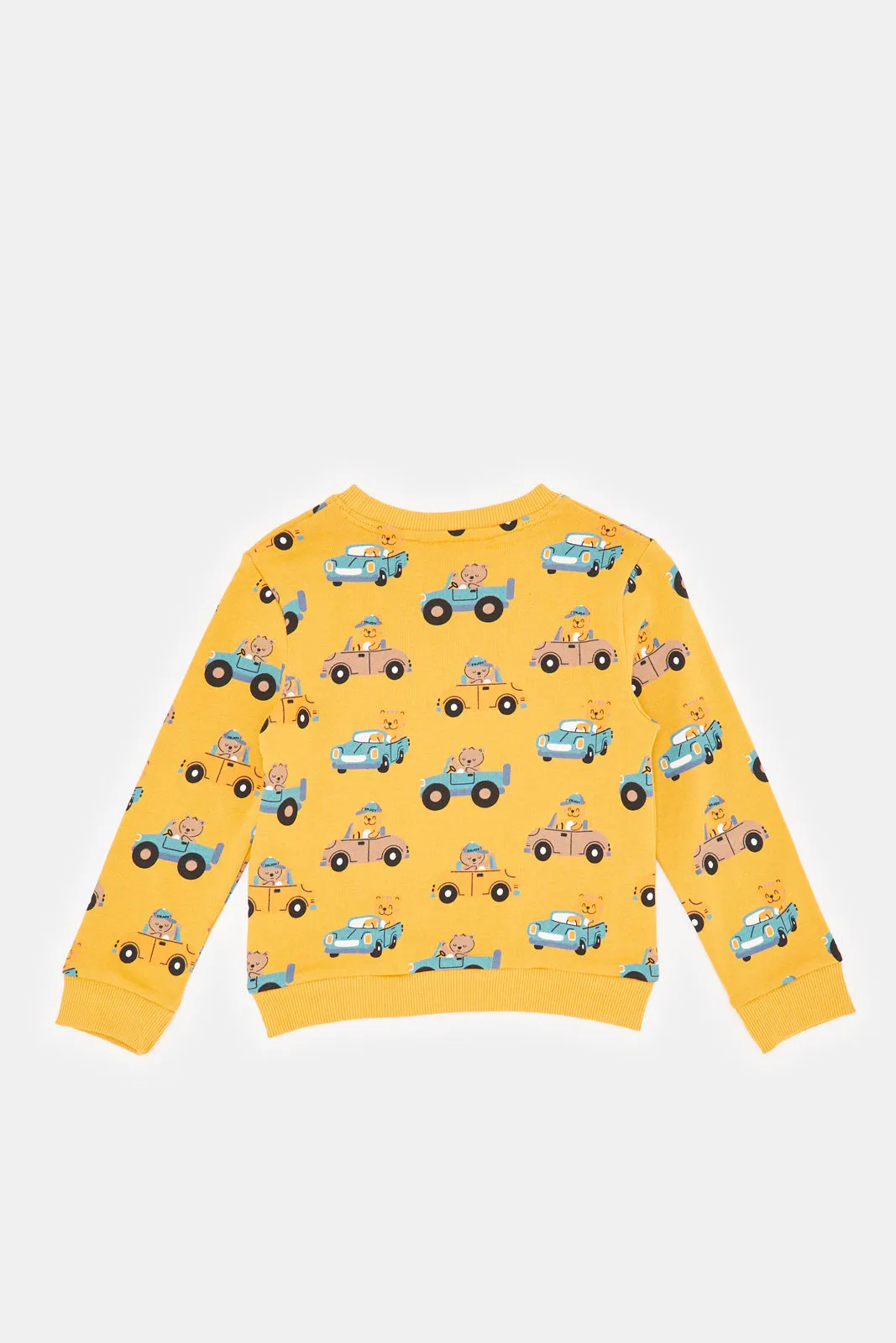 Infant Boys Mustard Printed Sweatshirt