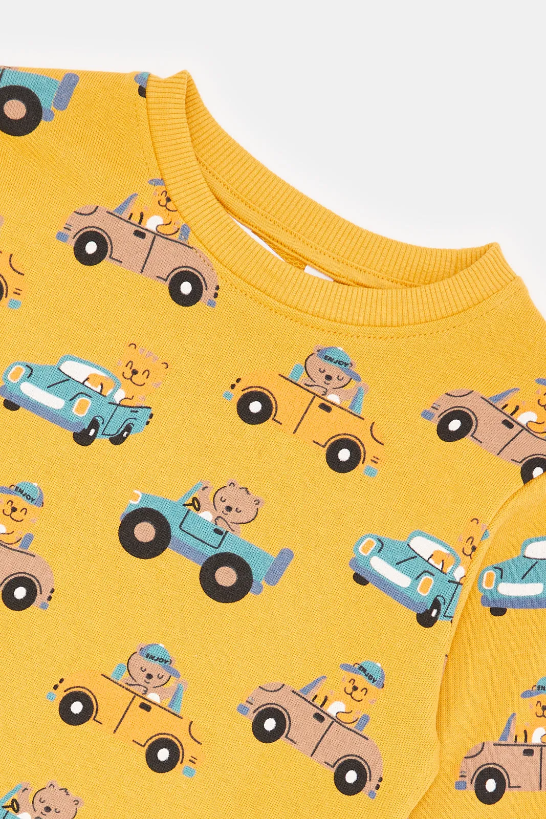 Infant Boys Mustard Printed Sweatshirt