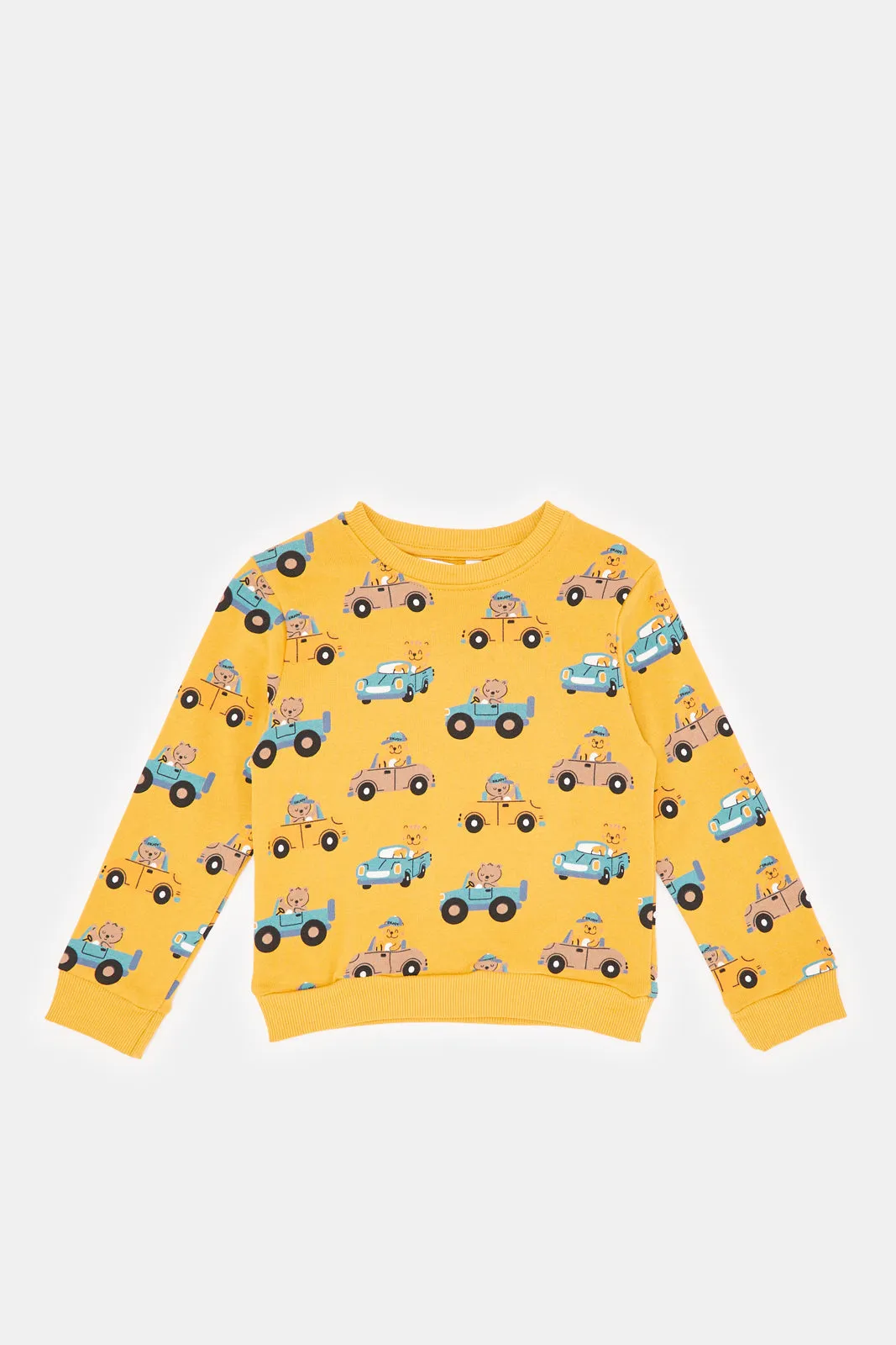 Infant Boys Mustard Printed Sweatshirt