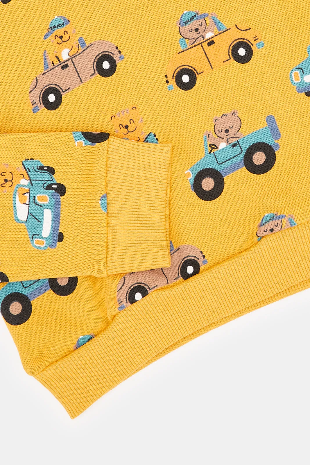 Infant Boys Mustard Printed Sweatshirt