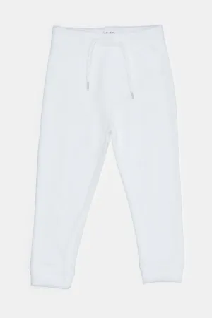 Infant Boys White Mélange Plain Active Pants