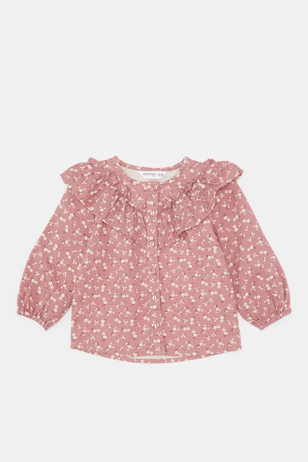 Infant Girls Pink Printed Casual Blouse