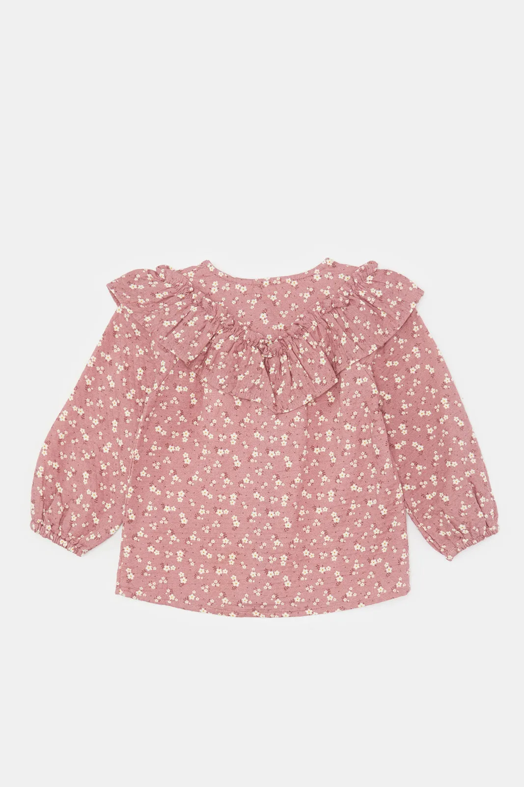 Infant Girls Pink Printed Casual Blouse