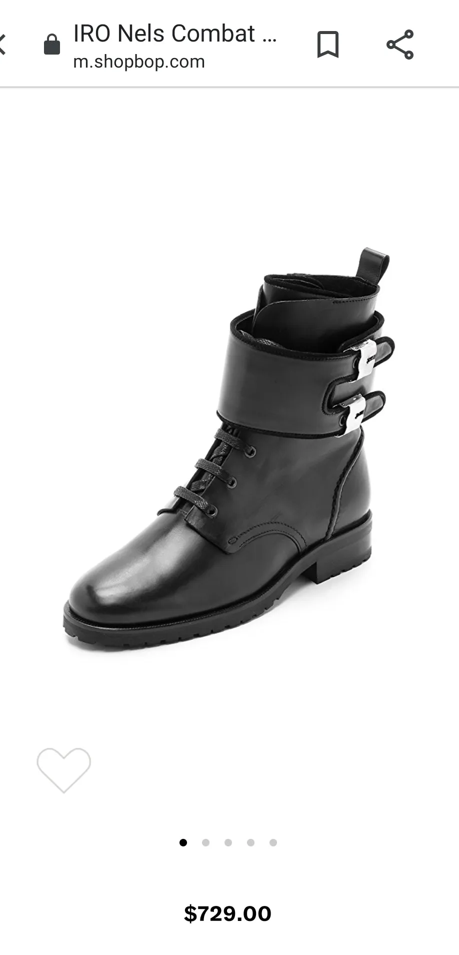 IRO Nels Black Leather Combat Boot Size 41