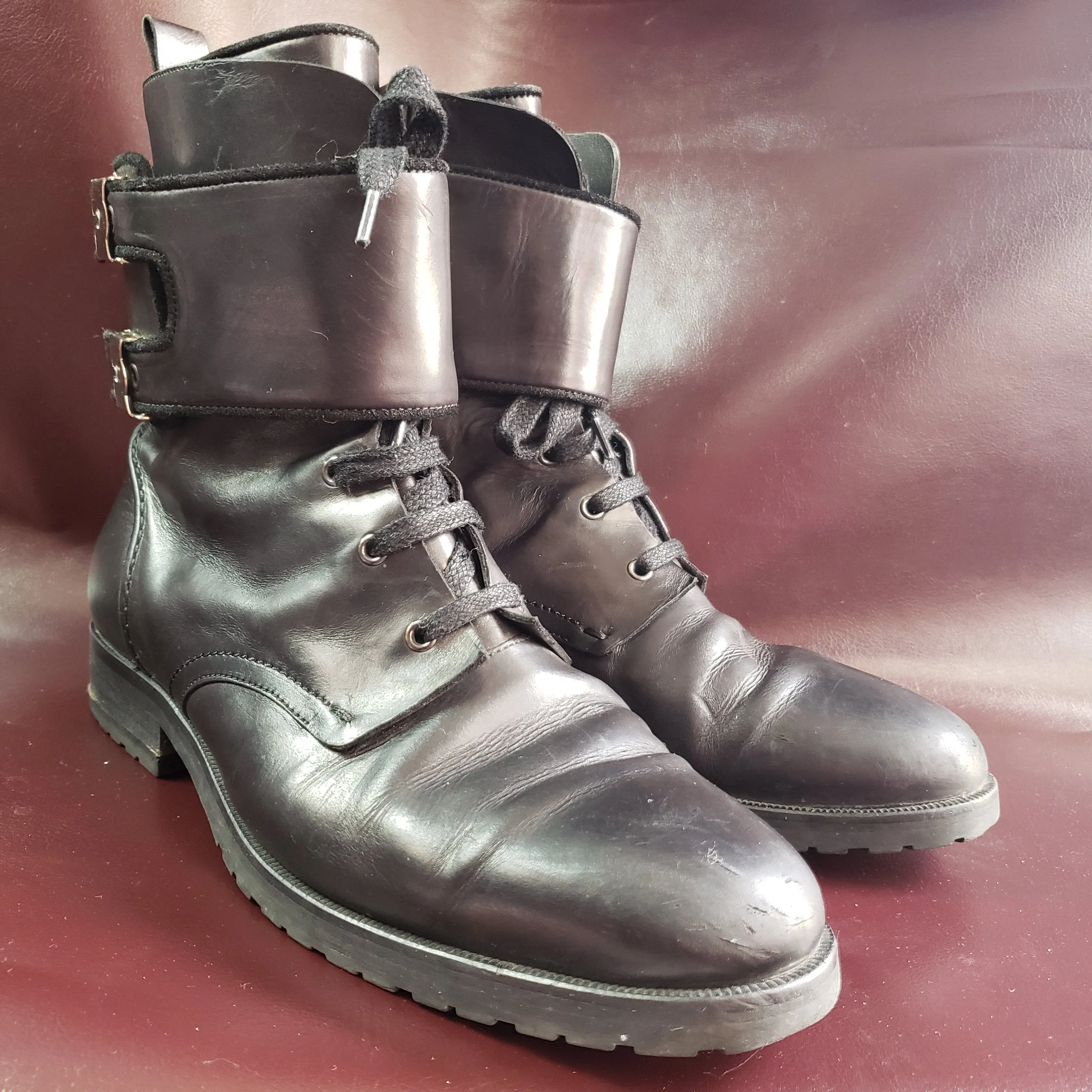 IRO Nels Black Leather Combat Boot Size 41