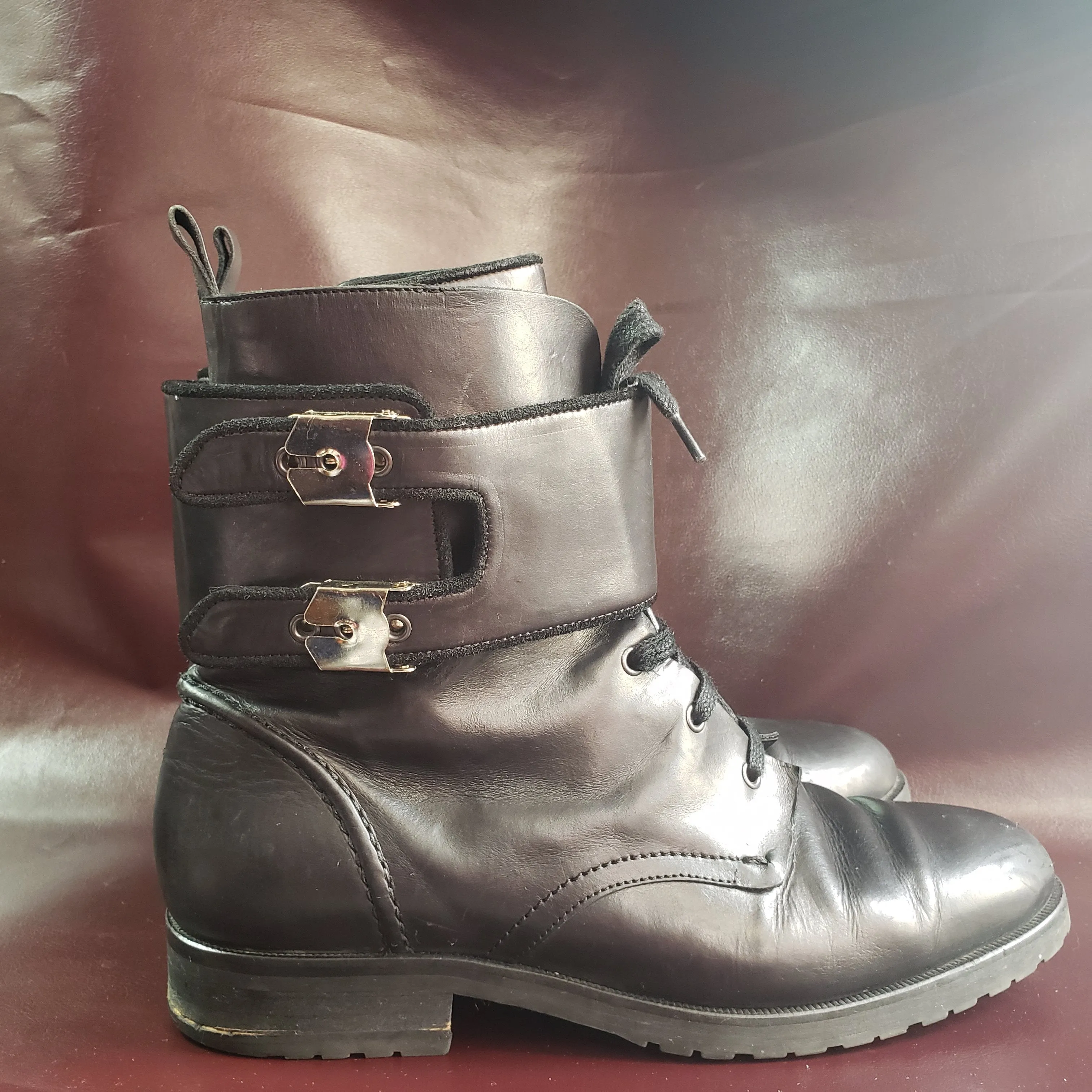 IRO Nels Black Leather Combat Boot Size 41