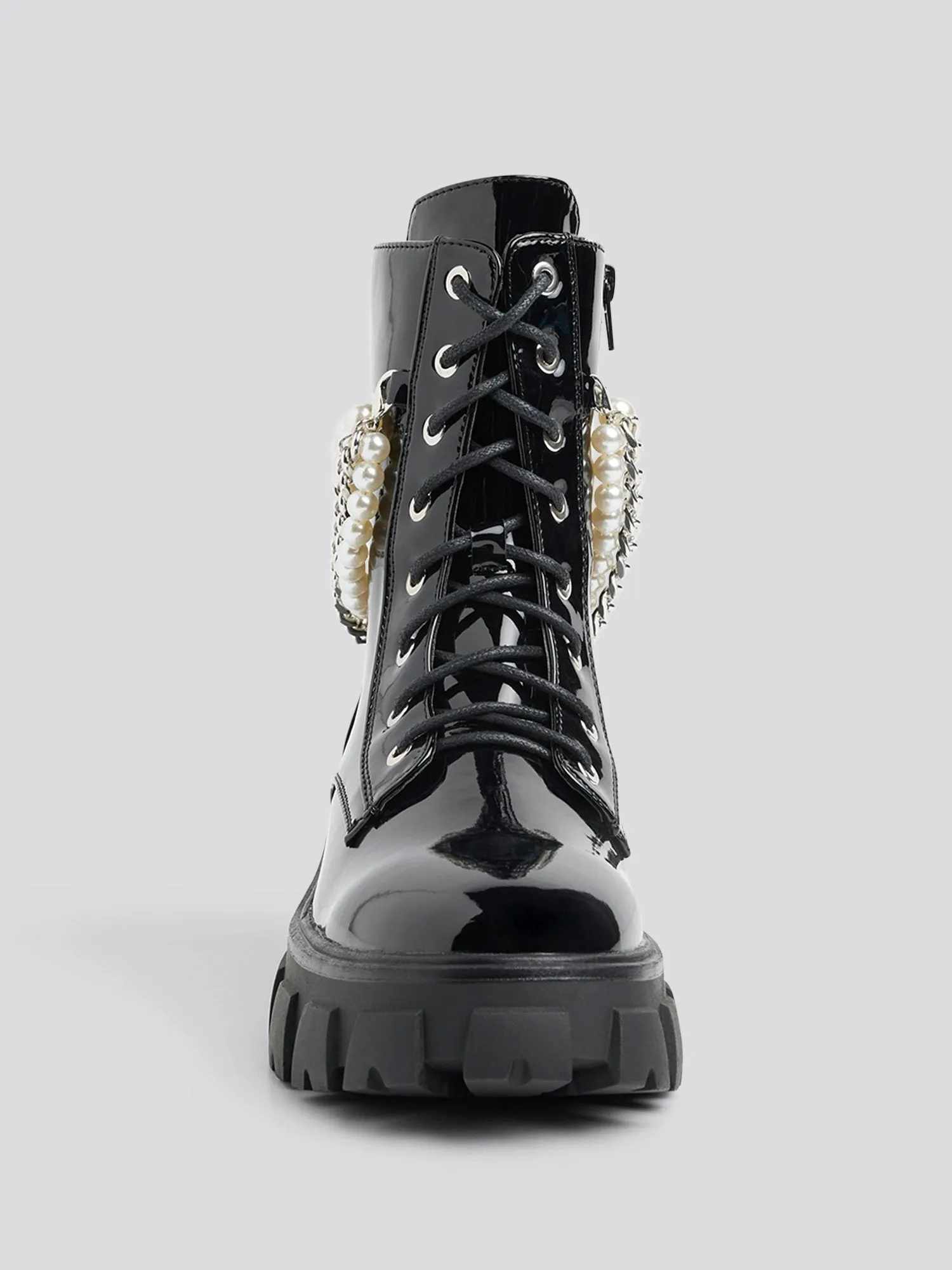 Jacki Pearl Chain Wide Width Combat Boots