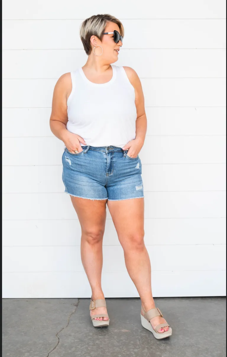 Judy Blue High Waist Distressed Denim Shorts - Final Sale