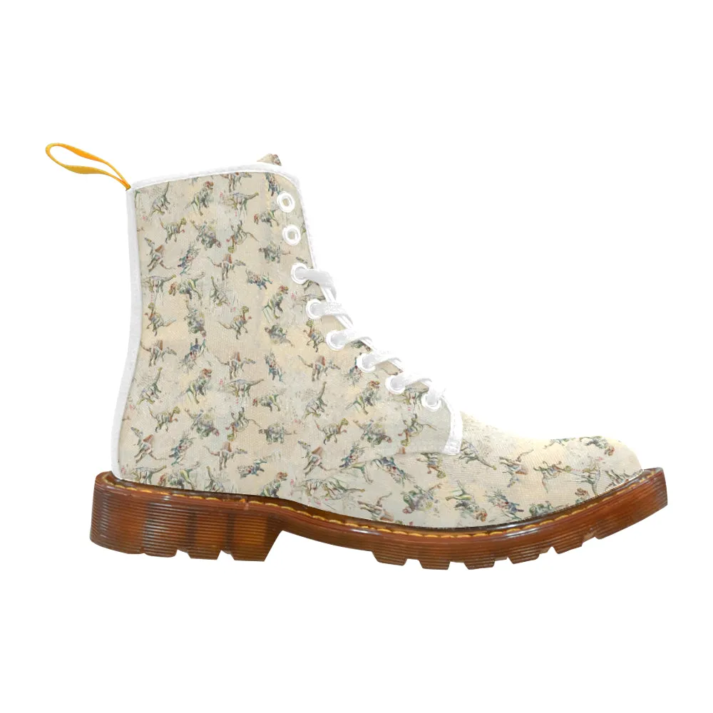 Jurassic Blossom Women's Lace Up Canvas Boots