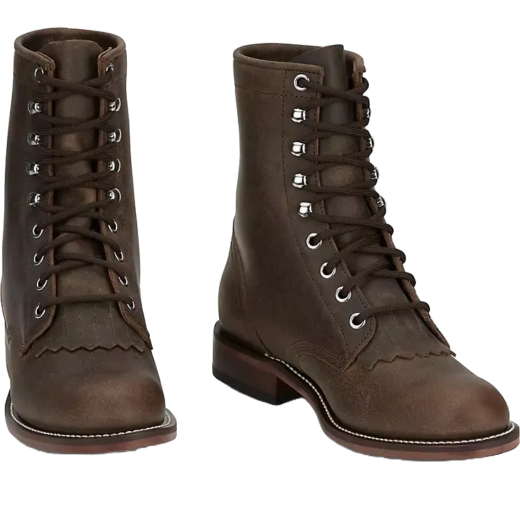 Justin Ladies McKean Water Buffalo Khaki Combat Boots RP537