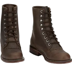 Justin Ladies McKean Water Buffalo Khaki Combat Boots RP537