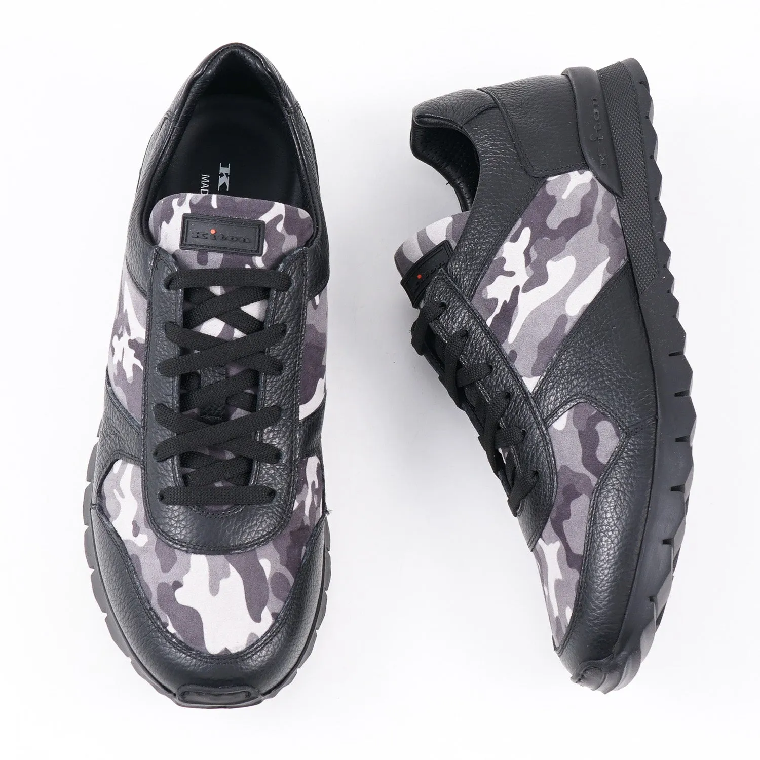 Kiton Camo Print Leather Sneakers