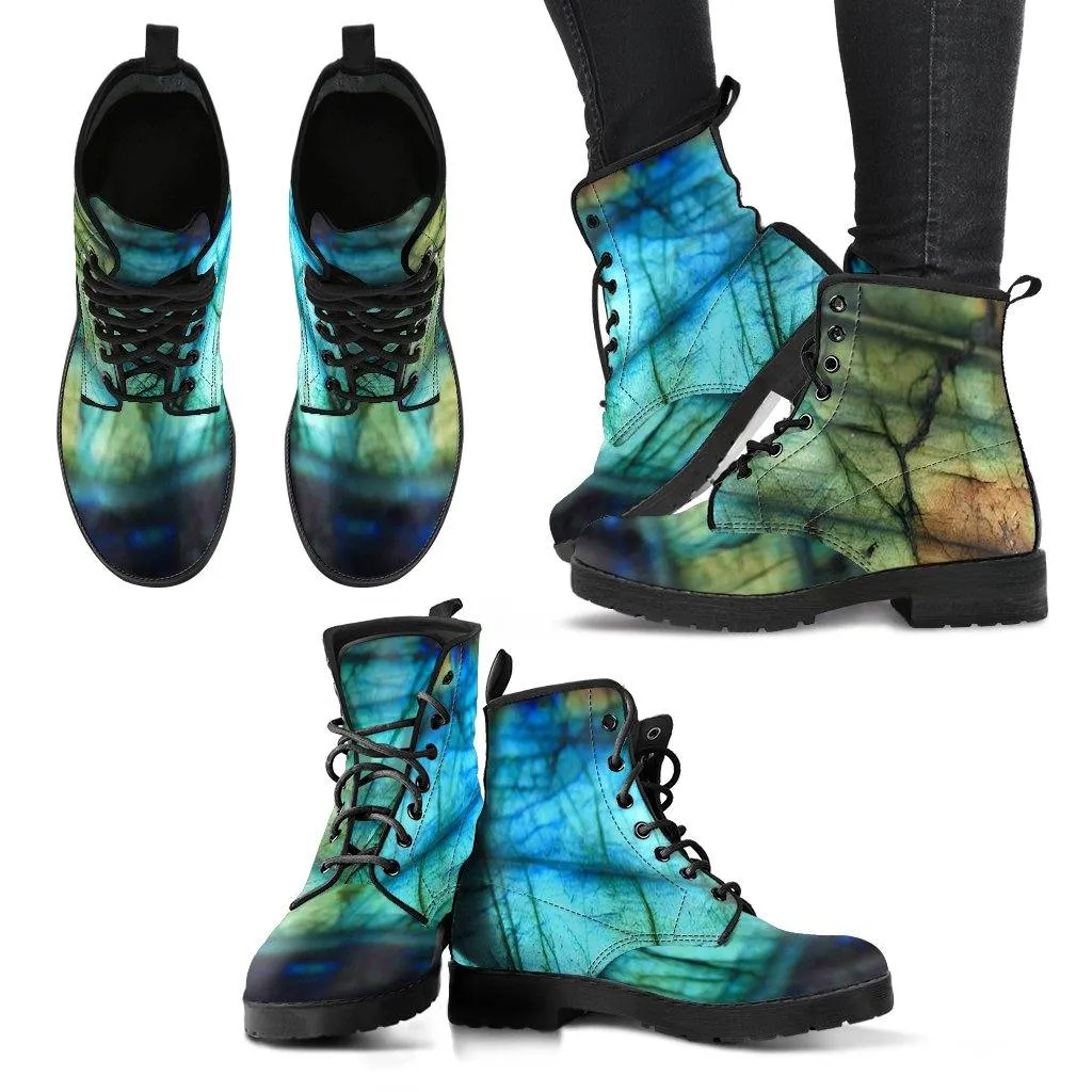 Labradorite  Memory Foam Boots | All Season Lace Up Boots | Vegan Leather Combat Boot by Manifestie