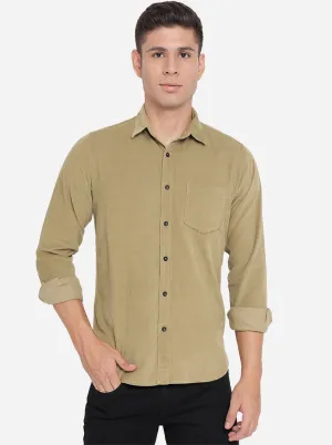 Light Brown Solid Slim Fit Semi Casual Shirt | JadeBlue