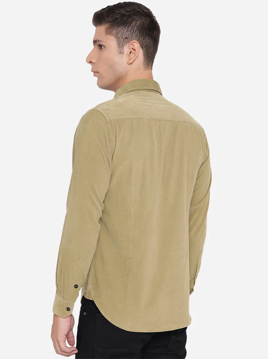 Light Brown Solid Slim Fit Semi Casual Shirt | JadeBlue