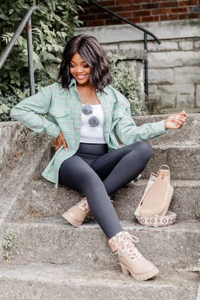 Lizzie Nude Fur Detail Combat Boots FINAL SALE