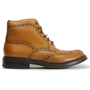 Loake Bedale Tan Mens Leather Brogue Wingtip Ankle Lace-up Boots - UK 9