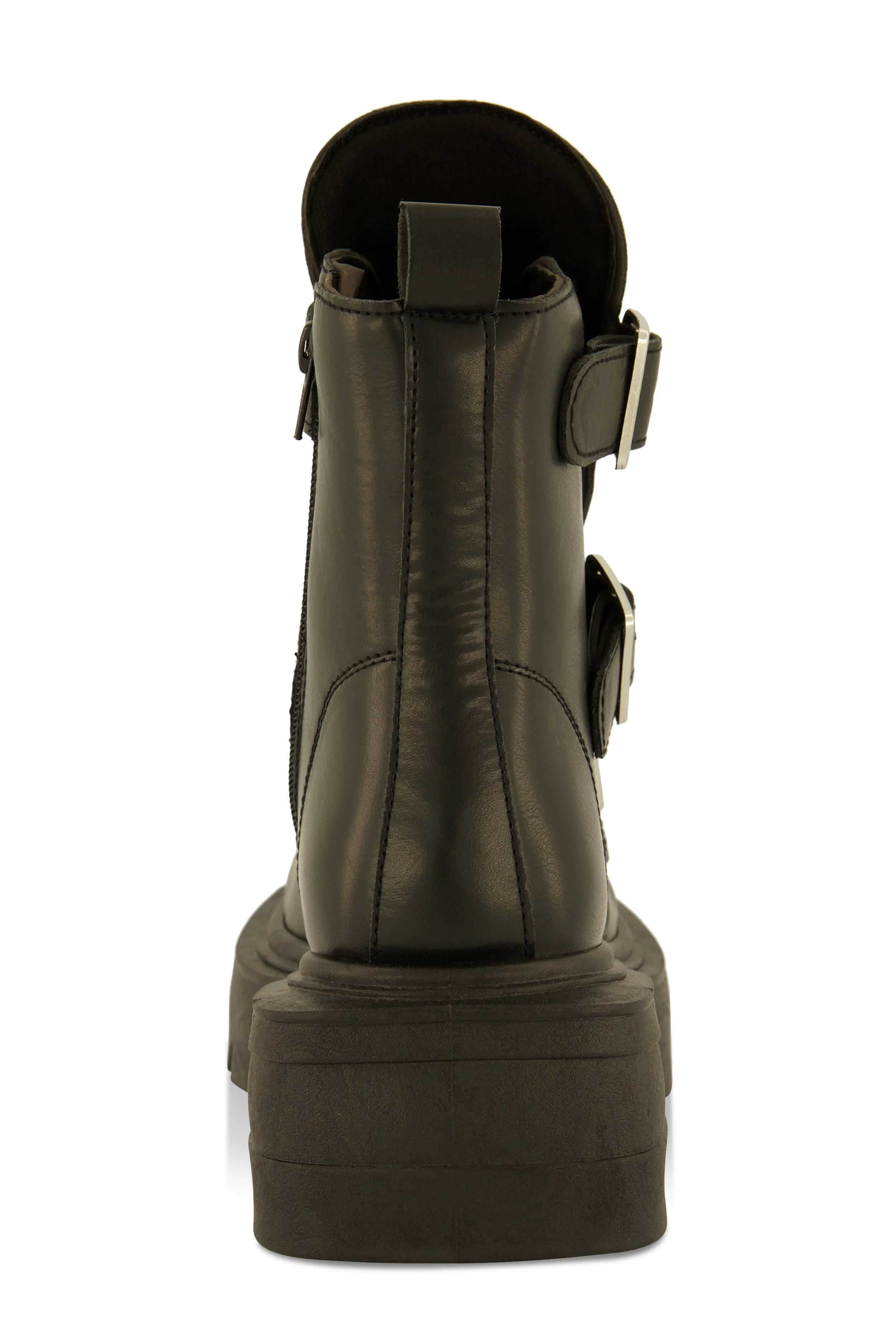 Lug Sole Triple Buckle Combat Boots