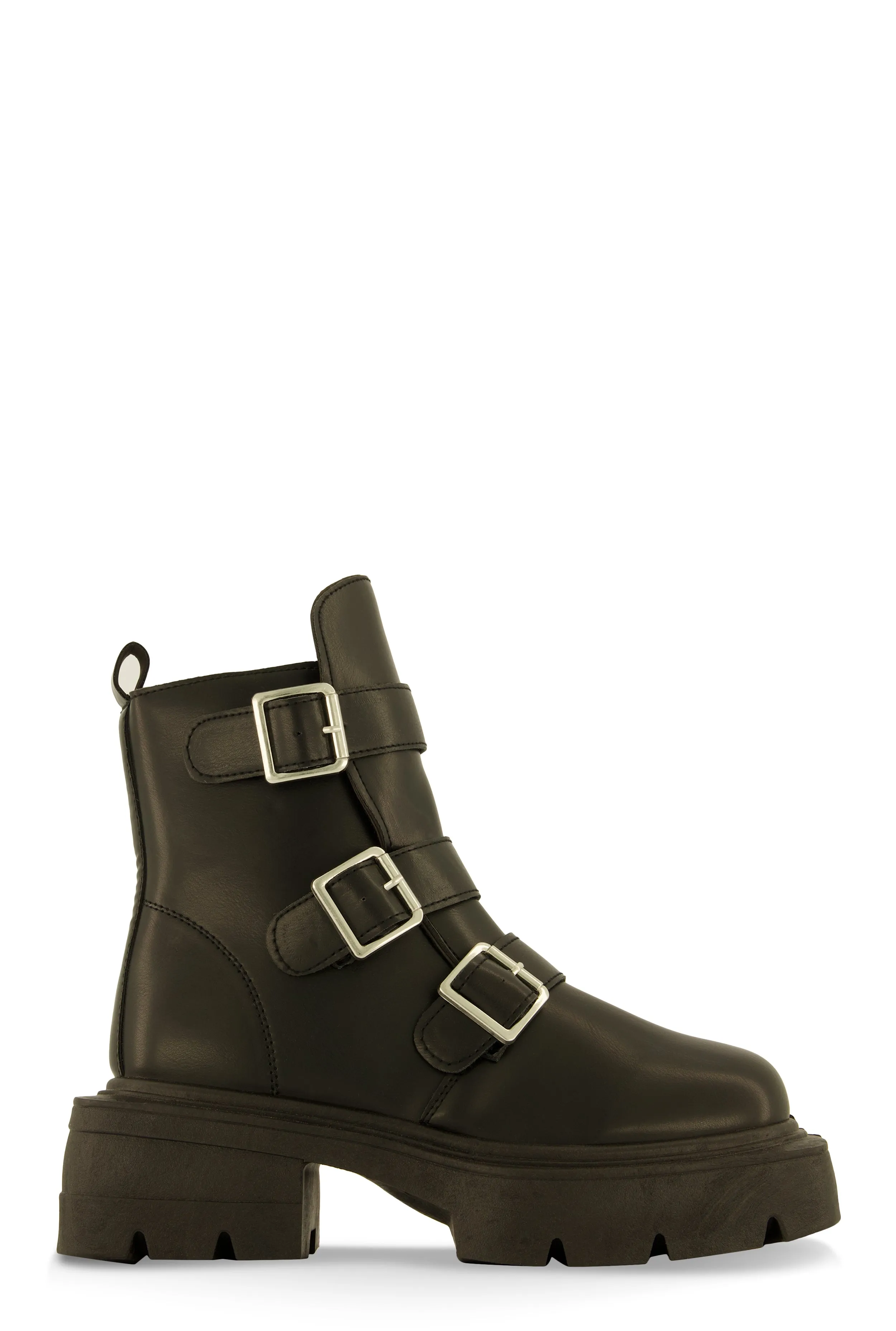 Lug Sole Triple Buckle Combat Boots