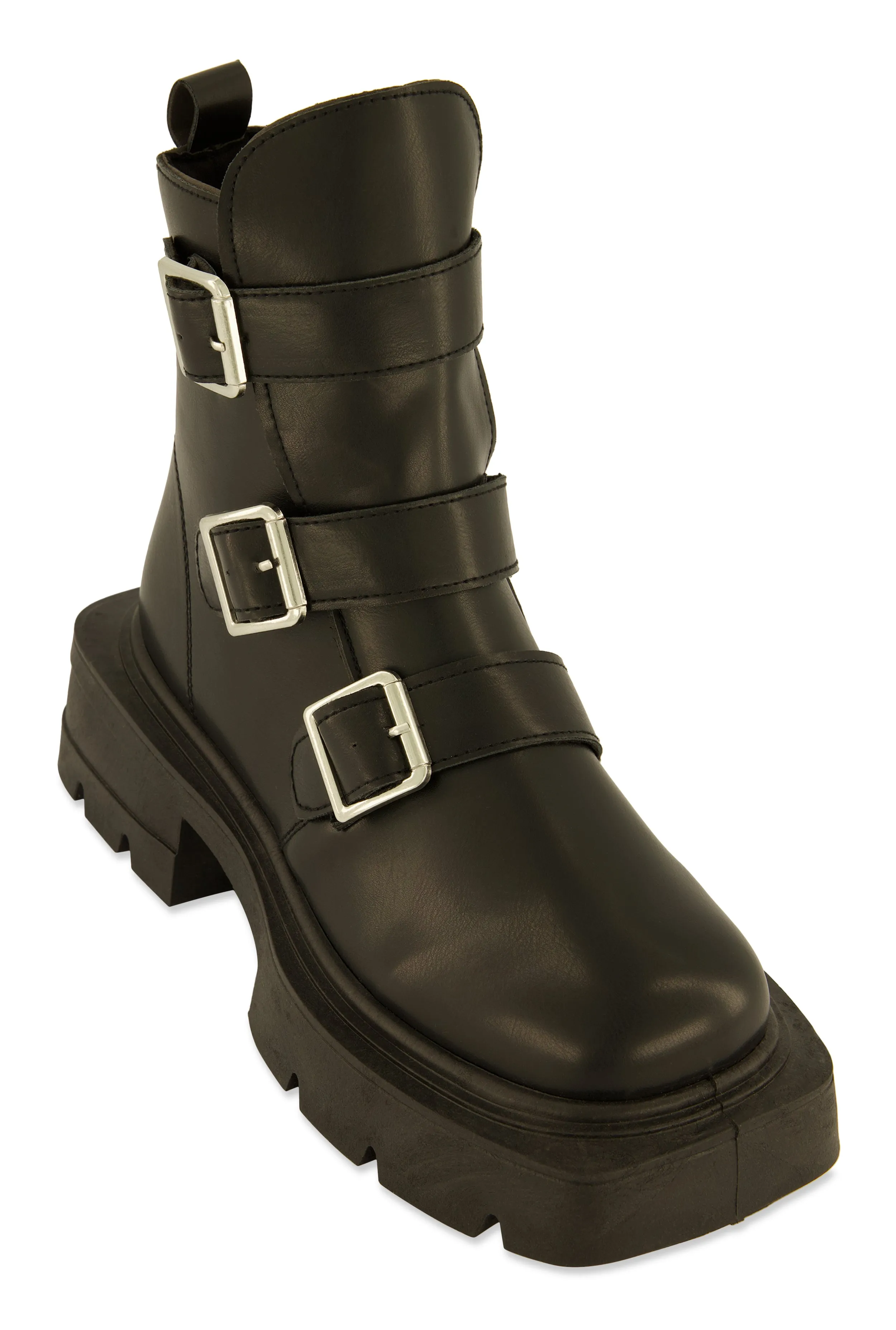 Lug Sole Triple Buckle Combat Boots