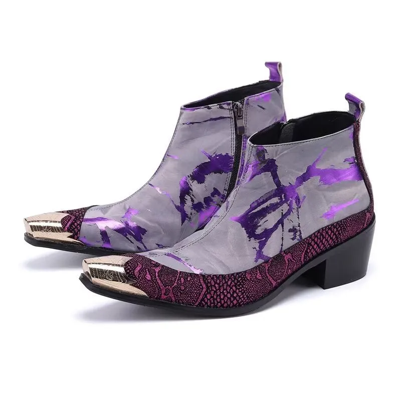 Luxe Exotic Pattern Genuine Leather Statement Boots