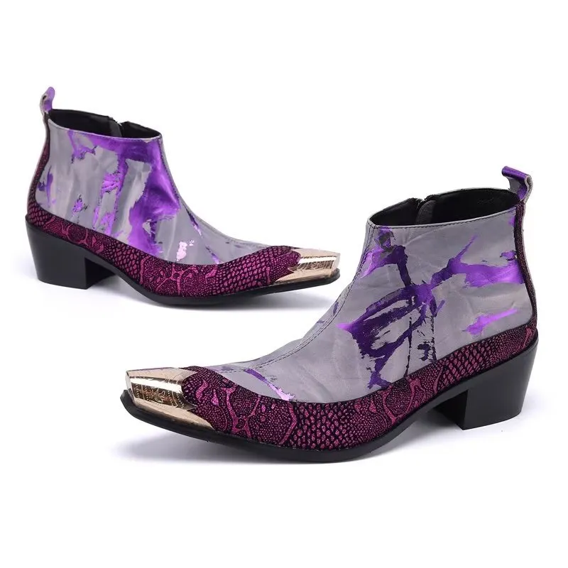 Luxe Exotic Pattern Genuine Leather Statement Boots