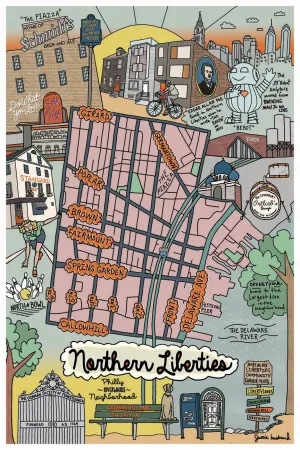 Map of Northern Liberties, Philadelphia (customization and framing options available)