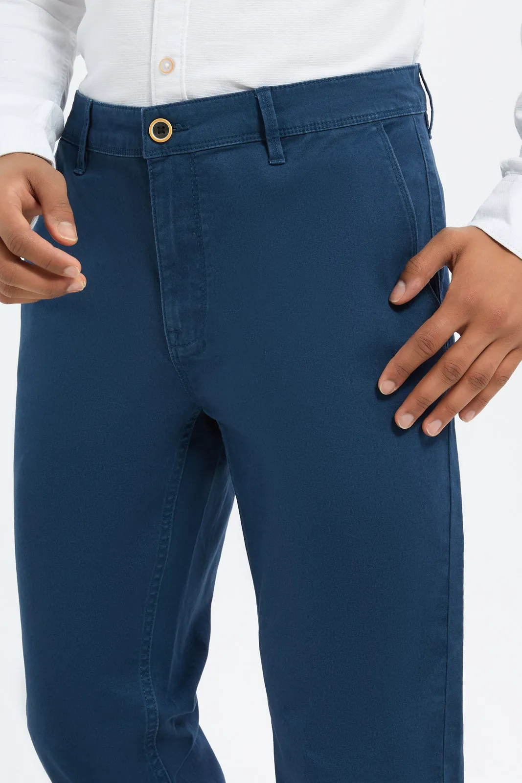 Men Blue Chino Trousers