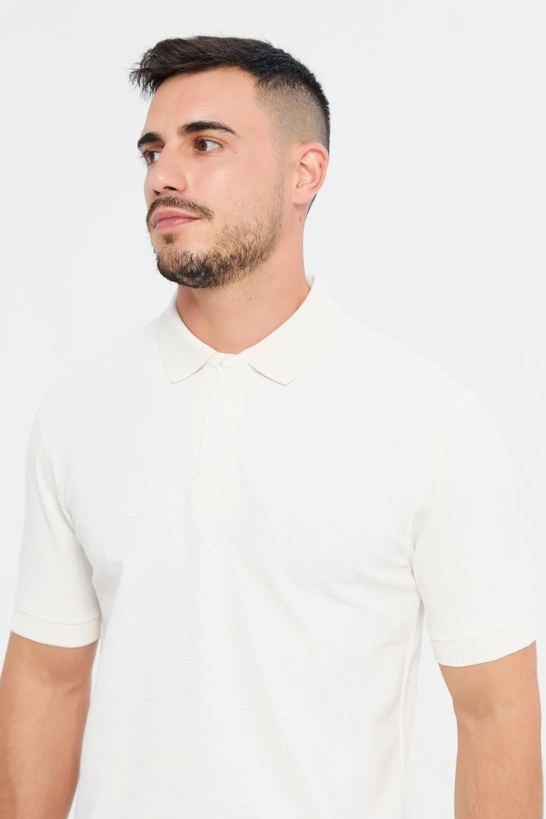 Men Ivory Slim Fit Polo Shirt