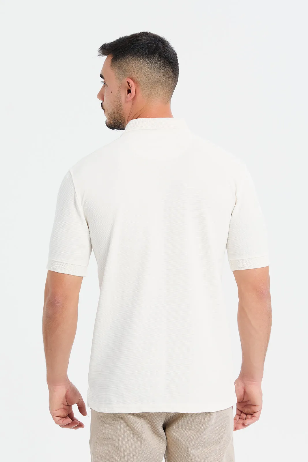 Men Ivory Slim Fit Polo Shirt