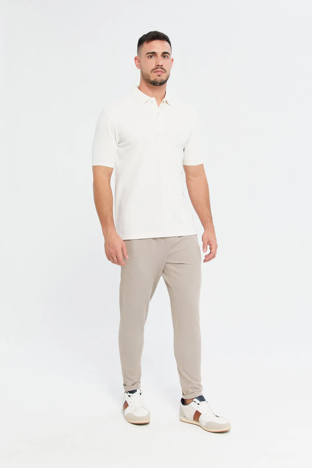 Men Ivory Slim Fit Polo Shirt