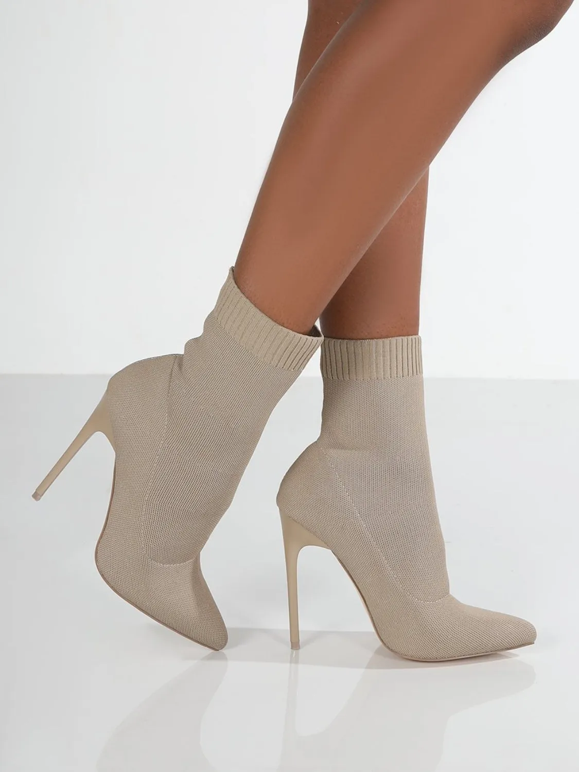 Mesh Point Toe Stiletto Boots