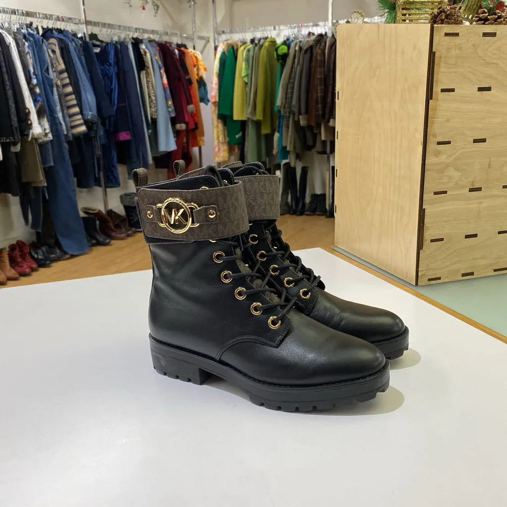 Michael Kors Rory logo combat boots 7.5