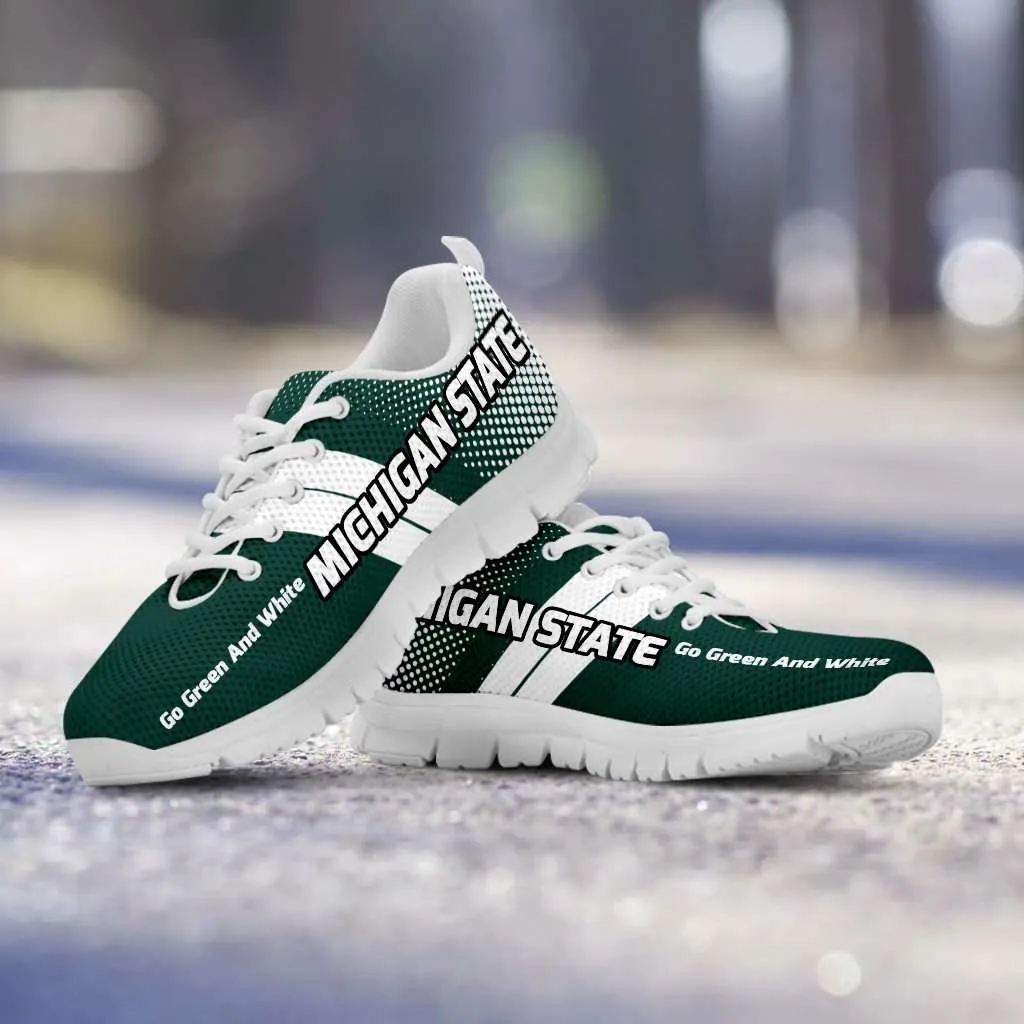 Michigan State Go Green and White Basketball Fan Running Shoes